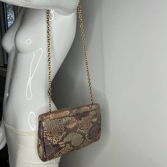 Supreme Python Snakeskin Multi Color Clutch Shoulder Bag - Picture 9 of 10